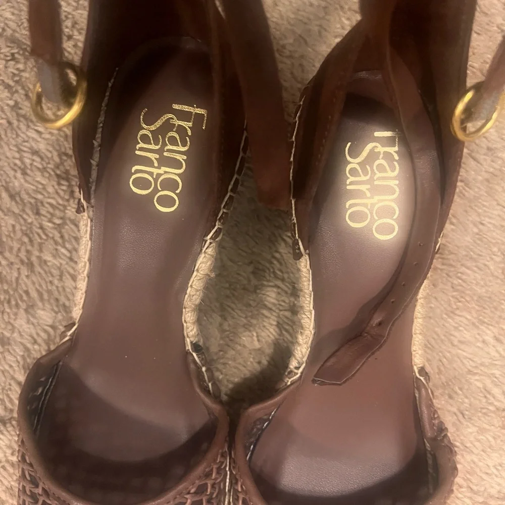 Franco Sarto Idalia Espadrille Wedge Sandals Dark Brown Size 7.5 NWOT